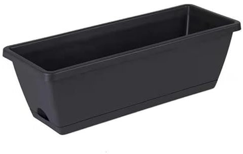 Macetas Exterior Grandes Rectangulares,Jardinera De Plástico, 42 X 17 X 15 Cm, Macetero, Maceta Para Plantas Y Flores Rectangular Con Agujeros De Drenaje Y Bandeja Para Agua ( Color : Gris oscuro , Si