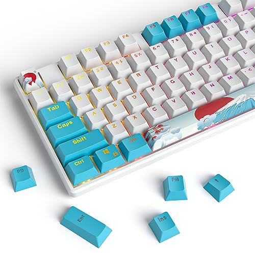 Ussixchare PBT Double Shot 104 Tasten, Tastenkappen, OEM-Profil, Tastenkappen-Set für 61/87/104 Cherry Gateron MX Schalter, benutzerdefiniert, mechanische Tastatur (Sea)