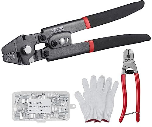 VEVOR Pinze Crimpatrice per Cavi con Diametro tra 0,1-2,2mm Pinza Capicorda per Terminali Manicotti in Alluminio, Pinza a Crimpare in Acciaio 55# Durezza Massima 50 HRC, Utensili per Crimpaggio Cavi
