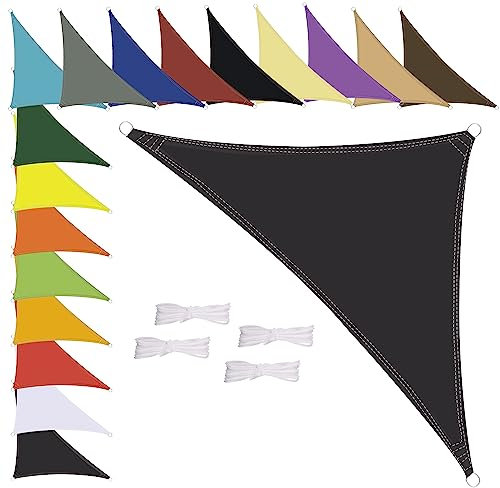 MENGH Sonnensegel Wasserdicht Dreieck, wetterbeständig, Premium Polyester, Viele Längen und Breiten Zur Auswahl inkl Befestigungsseile, 4x4x4m Anthrazit