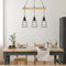 FORCOSO Pendelleuchte Holz 3 Flammig - Hängelampe Holz mit Schwarz Gitter Schirm, E27 Vintage Hängeleuchte Pendelleuchte Esstisch für Wohnzimmer Schlafzimmer Esszimmer Küche - Ohne Glühbirne