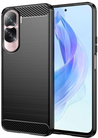 Folmecket Coque Honor 90 Lite 5G, Fibre de Carbone Résistant aux Rayures, Absorption des Chocs Souple en Caoutchouc TPU Housse de Protection pour Honor 90 Lite 5G 6.7 Noir