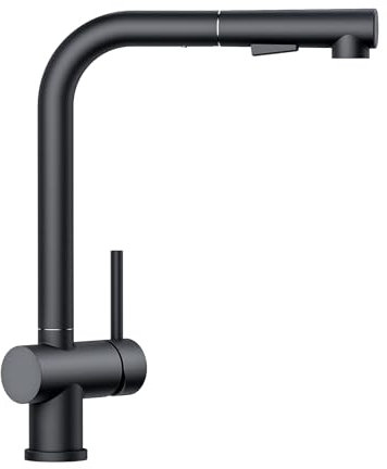 FORIOUS Rubinetto Lavello Cucina Nero con Doccetta Estraibile, Acciaio Inossidabile Monocomando Miscelatore Cucina a 360°e Doppia Funzione Di Spruzzo