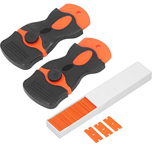 Razor Blade Scraper Tool,Cleaning Scraper Tool with 100 PCS Replacement Scraper Blades,Multi-Purpose Glass Scraper for Remove Vinyl,Decals,Signs,Glue,Grease,Paint