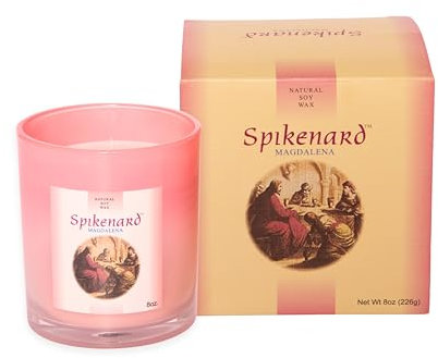 Spikenard Magdalena Klassische Duftkerze im Glas, biblische Zeiten, feuchtigkeitsspendend, therapeutisches Aroma, Einzeldocht, Soja-Kerze, 237 ml
