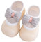 Kleinkind-Kind-Säuglings-Neugeborenes-Baby-Jungen-Mädchen-Schuhe Lauflernschuhe niedliche Bowknot-weiche rutschfeste verschleißfeste Socken-Schuhe-Krippen-Schuhe Prewalker (Khaki, 18 Infant)