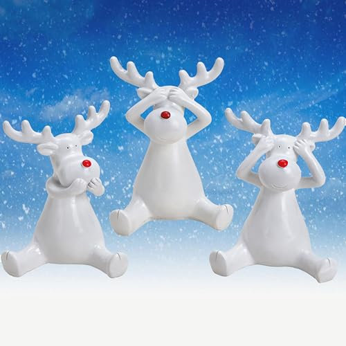 Pommerntraum ® | 3-ER Set!!! WohnDeko Weihnachtsdekoration 3 Elche Rentiere Nichts HÖREN Nichts Sagen Nichts SEHEN ... (Rentiere)