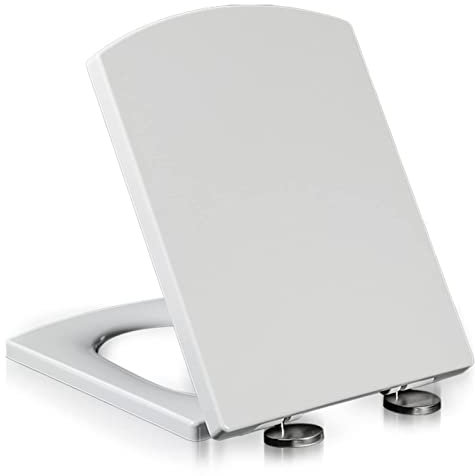 Brigtviee 47Cm Toilettendeckel, WC Sitz Toilettensitz Mit Absenkautomatik, Fast Fix/Schnellbefestigung, Duroplast, Softclose, Antibakterielle Beschichtung, WC Sitz Eckig Weiss
