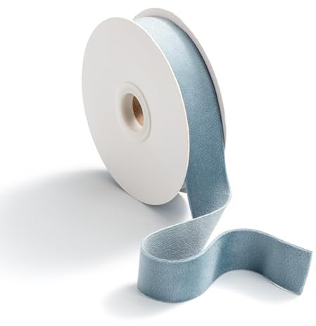 CHUQING Schleifenband altblau 2,5cm x 9 m Geschenkband Hochzeit Samtband Stoffband Blau Band Dekoband Samt Bänder Schmuckband