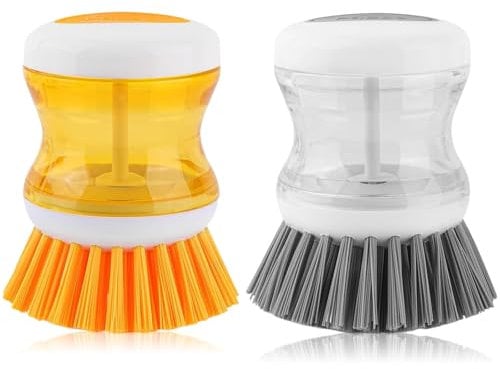 UNINGYI Cepillo para lavavajillas con dispensador de líquido para lavavajillas, Paquete de 2 cepillos para lavavajillas rellenables, Cepillo de Limpieza con dispensador de líquido para lavavajillas,