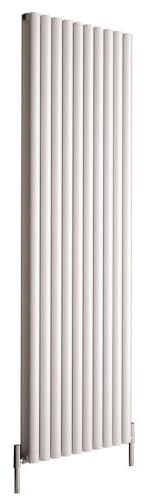 MILANO White Vertical Double Oval Panel Aluminium Radiator 1800 x 590mm | Aluminium Construction. Generous Heat Output. Contemporary Style. Double Panel Design. Central Heating Operation.
