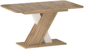 Design Esstisch GS-555 Eiche Wotan - Weiß matt ausziehbar 140-180 cm