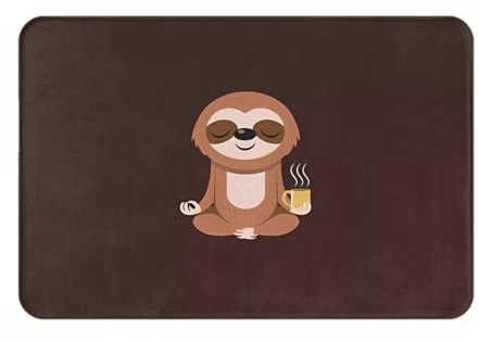 GaxfjRu Yoga Sloth Coffee Indoor Door Mat - Perfect For Kitchen, Living Room And Entryway Large Door Mat Indoor- Facecloth Fabric For Indoor Use
