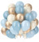 Palloncini Blu Bianco, 60pcs Palloncini Compleanno Blu Retrò, Palloncini Metallic Champagne Oro Bianco Azzurro Chiaro Lattice Palloncino Compleanno per Battesimo Bambino Matrimonio Festa Decorazioni
