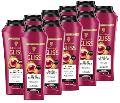 Gliss Kur Gliss Shampoo Colour Perfector (10x 250 ml), Haarshampoo mit Hyaluron-Komplex & Cranberry-Extrakt, Color Shampoo für coloriertes, gesträhntes und gefärbtes Haar