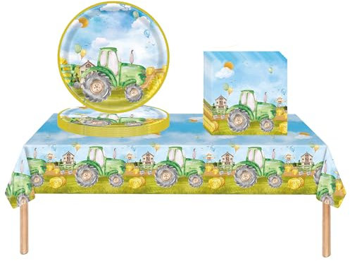Teile Traktor Partygeschirr Set,Traktor Geburtstag Geschirrset Deko, für Kinder Geburtstagsfeier Deko Tisch Geburtstag Set für Kinder Mädchen Jungen (Traktor)