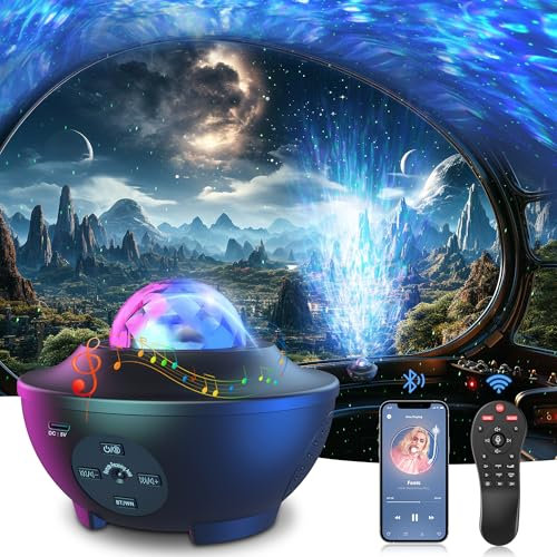 Doraimuni Star Projector Night Light, Galaxy Projector with Remote Control, Bluetooth Music Night Light Projector, LED Night Light Lamp with Timer for Home Room Party Decor