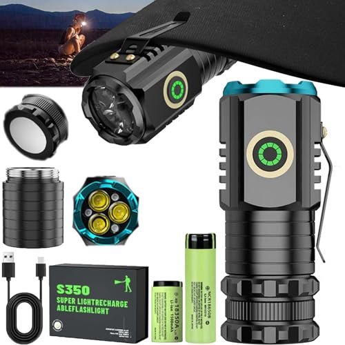 Blitron High Powered Torches, Blitron Flash Light Rechargeable, Mini Flashlight with Pocket Clip, Blitron Light, Small Chargeable Flashlights Rechargeable Flashlights High Lumens USB (S450X)