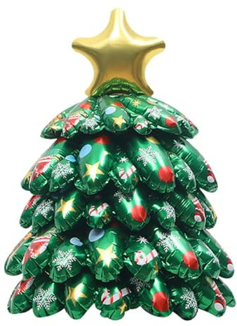 Weihnachtsbaum Ballon Set Folien Weihnachtsbaum Ballon Aufblasbarer Weihnachtsbaum Ballon Riesiger Ballon Weihnachtsbaum Weihnachtsbaum Dekorationsballons-Trompeten Weihnachtsbaum