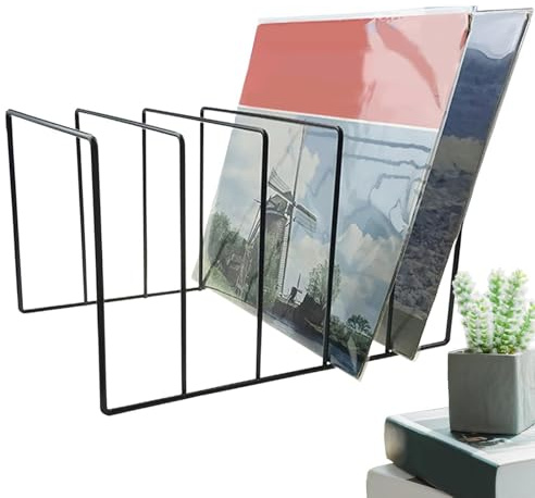 Schallplattenständer – Vinyl-Display, Album-Aufbewahrungs-Organizer | Moderner Plattenspieler-Ständer mit Schallplattenhalter, schwarzer Eisen-Schallplattenhalter, Schallplattenregalhalter für