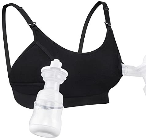 momcozy Hands Free Pumping Bra, Adjustable Breast-Pumps Holding Bra, Pumping & Nursing in One Black