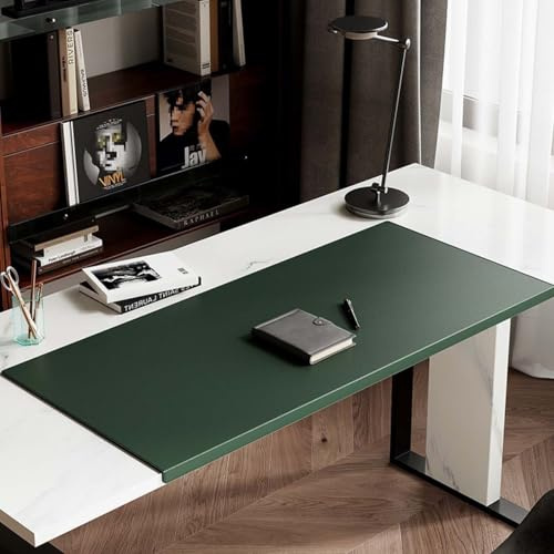 Kantenschutz-Mauspad-Schreibtischmatte, wasserdicht, kratzfest, PU-Leder-Schreibunterlage, Schreibtischunterlage für Büro, Zuhause, Desktop-Laptop, Schreibtisch-Abdeckmatte (60x120cm, Dunkelgrün)