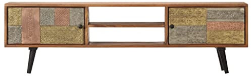 HEFZGDB TV-Schrank 140×30×40 cm Massivholz Akazie Tv Stand Cabinet Tv Board Beistelltisch Fernseher Schrank für Büro Wohnbereich Schlafzimmer Erholungsraum