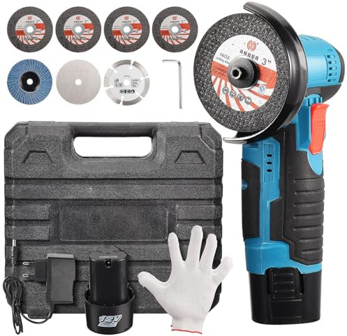 Mini Meuleuse d'angle sans fil 12V Brushless BursDany - 76 mm | 2 batteries + 7 disques | Compacte & Polyvalente