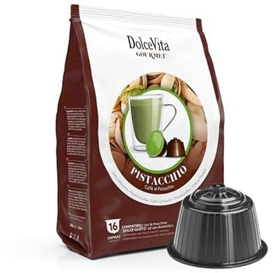 64 Capsule PISTACCHIO marchio DOLCE VITA compatibile per DOLCE GUSTO - senza glutine - senza lattosio *