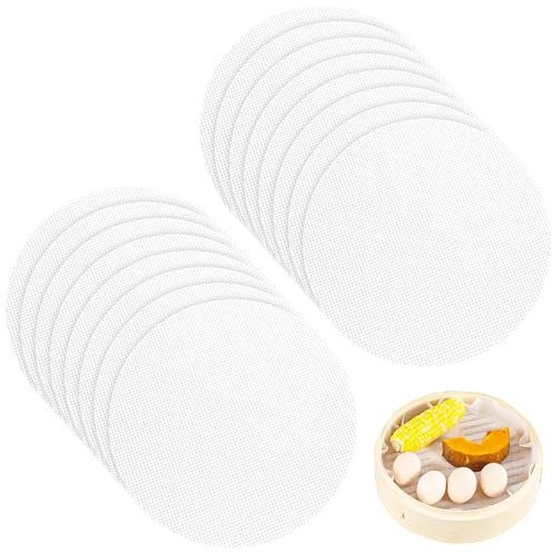 YOUNGSAY 16 Stk Silikon Dämpfer Matte, 28cm Runde Antihaft Silikon Matte Dampfgarer, Wiederverwendbare Dampfgarer Mattes für gedämpfte Brötchen/Knödel/Gebäck