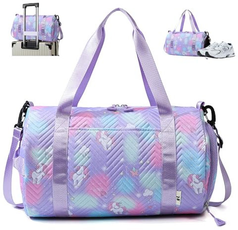 Sporttasche Damen,25L Schwimmtasche mit Schuhfach Nassfach,Sporttasche Mädchen,Wasserdicht Trainingstasche,Einhorn Yogatasche,Handgepäck Tasche,Gym Bag,für Reisen,Fitness,Sport