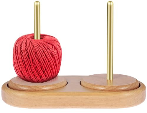 Eyoulife Wollabwickler Kugelgelagerter Doppelwirbel, Wollknäuelhalter Natürlichem Buchenholz Abnehmbar, Wollabwickler Garnhalter Glatt Solide Stabil für Strickbegeisterte Stricken