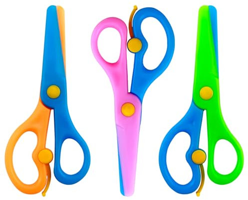 Ciseaux de Sécurité Enfants 2 et 3 Ans - Lot de 3 | Pour Gauchers & Droitiers | Pointe Ronde & Protection | Idéal Maternelle, Loisirs Créatifs et Activités Manuelles