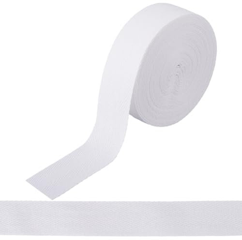 GORGECRAFT 10 m X 3cm Baumwoll Twillband Weißes Fischgräten Gurtband Schrägbandrolle Besatz Zum Nähen von Kleidung Schneidern Teppichnahtbinden Geschenkverpackungen Verpacken Basteln