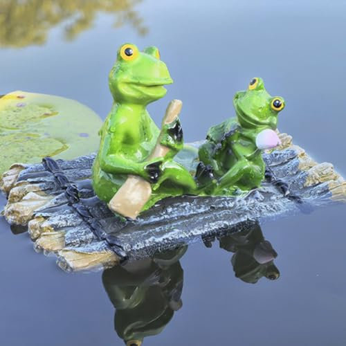 DZAY Miniteich Deko Schwimmender Frosch Teichdeko Gartendeko für Draußen Wetterfest,Grün Frösche Figuren Schwimmfiguren,Teich Deko Garten Froschkönig Gartenteich Tierfigur für Schwimmdeko Teich