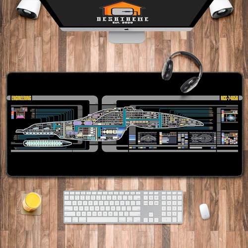 Spaceship Control Pannles Gaming Mouse Pad Large, Enterprise Desk Mat, Starship MousePads, Vintage Computer Keyboard Mat, 35.4”x15.7”x1/12, Gamer Mat, Gift for Gamer (XXL(900 * 400mm))