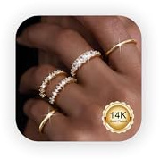 Diamday 5 Stück Gold Ringe Damen Vergoldete Wasserfes Goldene Ringe Set | Zirkonia Ringe Gold Knuckle Finger Statement Verlobungs Versprechen Stapelbarer Ring Mit Schmuck Schatulle Größe 49-62