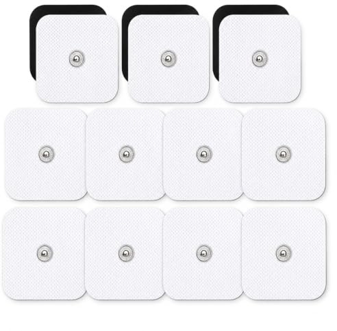 32 Stück Elektroden Pads 5x5 cm, Selbstklebend tens Elektroden Pads | Klebeelektroden für Tens Geräte Wiederverwendbar Elektroden Pads mit 3,5mm Druckknopf für Elektrostimulatoren und EMS Geräten