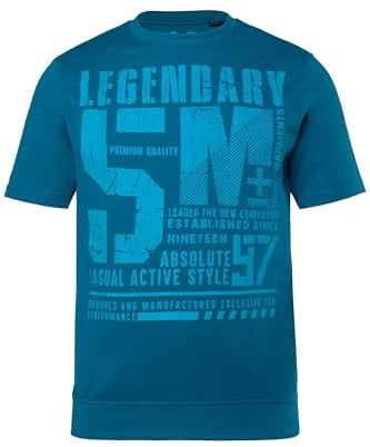 Men Plus Herren große Größen Übergrößen Menswear L-8XL T-Shirt, Halbarm, Bauchfit, Brustprint Rauchblau 3XL 835039760-3XL