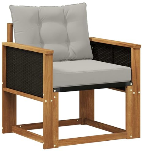 vidaXL Outdoor Mittelsofa Massivholz Akazie Natur, Balkon Garten Sofa, rechteckige Garten-Lounge Sitzgruppe, strapazierfähige Möbel für entspannte Terrassenstunden