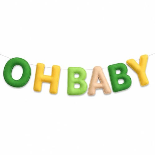Seutgjie Oh Baby Girlande Filz Babyparty Deko zur Geburt Taufe | Banner zur Geburt Taufe Gender Reveal Party, Willkommen Baby Party Dekoration Neutral, Kleinkinderzimmer Home Deko