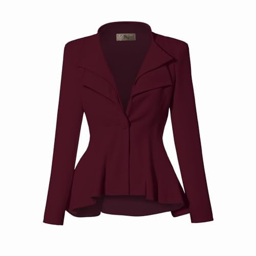 Hybrid & Company Damen Klassisch Lässiger Blazer für Arbeit, Büro, elegant, doppeltes Revers, einzelner Knopf, Schößchen, bequemer Blazer (1er Pack)