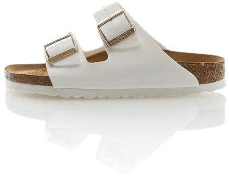 Birkenstock Arizona White, Birko Flor Patent, Ciabatte Donna, Bianco (Vernis Blanc), 39 EU Stretta
