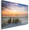 Feeby Frames Leinwandbild 40x60 cm Wand Bild Wanddekoration Kunstdruck Deko Nordsee Ostsee Landschaft Strand Wasser Meer Sand Sonnenuntergang