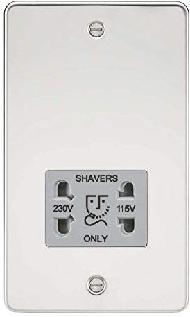 Knightsbridge Flat Plate FP8900 Shaver Socket, Polished Chrome