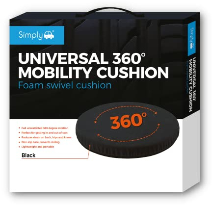 Simply SSC001 Universeller, um 360 Grad drehbarer Autostuhl aus Schaumstoff, schwarz