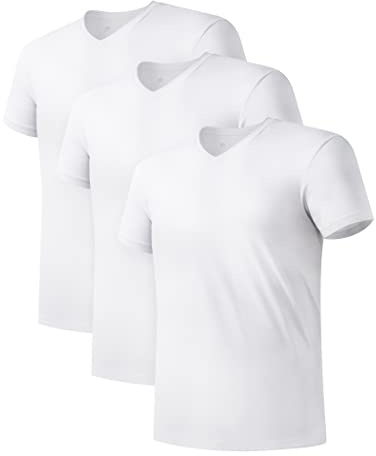 DAVID ARCHY Men's Bamboo Rayon Moisture-Wicking V-Neck Undershirt 3/5 Pack