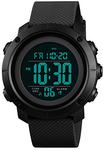 FeiWen Multifonctionnel Outdoor Militaires Sport Digital 50M Étanche Montres Bracelet de Homme et Femme LED Temps Double Montre et Caoutchouc Ruban Alarme Chronomètre