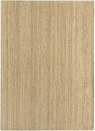 HAMID - Alfombra de Yute Granada 100% Fibra de Yute Natural, Suave, Tejida a Mano para Salón, Comedor, Dormitorio, Pasillos, Entrada, Color Natural (290x200cm)