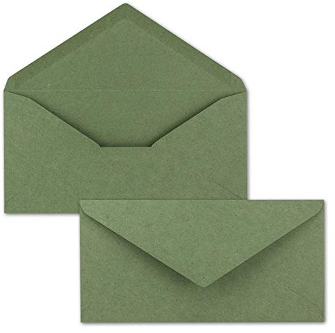 100x Kraftpapier-Umschläge DIN Lang - Grün - Nassklebung 11 x 22 cm - Brief-Umschläge aus Recycling-Papier - Vintage Kuverts von NEUSER PAPIER